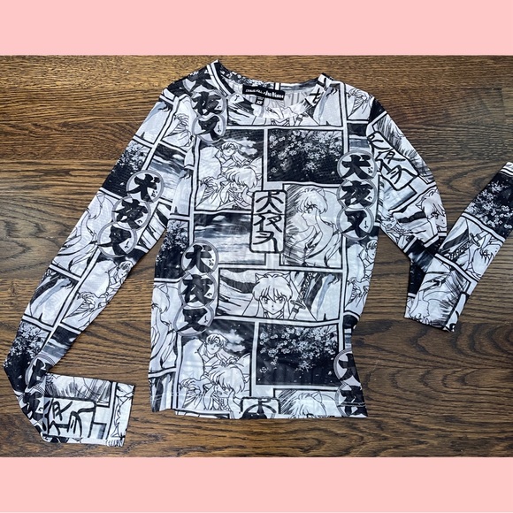 Dolls Kill x InuYasha Anime Dreams Mesh Top shirt - Picture 1 of 4